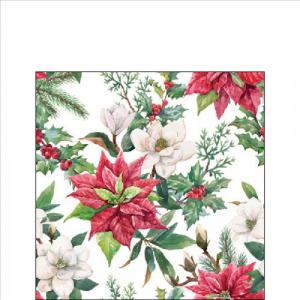 AMB.32518875 Christmas florals papírszalvéta 25x25cm, 20db-os