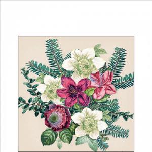 AMB.32518971 Azalea and helleborus cream papírszalvéta 25x25cm, 20db-os