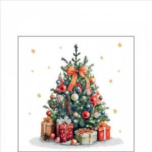 AMB.32519175 Dekorated Christmas tree papírszalvéta 25x25cm, 20db-os