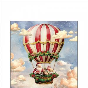 AMB.32519230 Santa's air balloon papírszalvéta 25x25cm, 20db-os