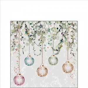 AMB.32519995 Floral Christmas grey papírszalvéta 25x25cm, 20db-os