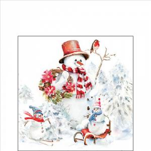 AMB.32520095 Sporty snowmen papírszalvéta 25x25cm, 20db-os