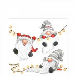 AMB.32520185 Gnomes on the light chain white papírszalvéta 25x25cm, 20db-os