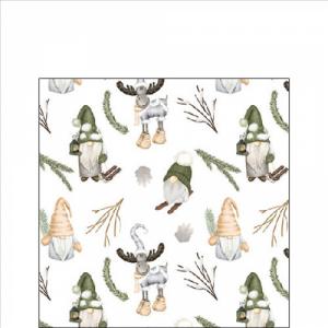 AMB.32520190 Forest gnomes white papírszalvéta 25x25cm, 20db-os