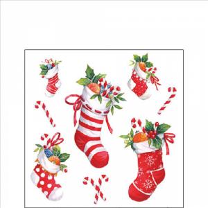 AMB.32520200 X-mas stockings white papírszalvéta 25x25cm, 20db-os