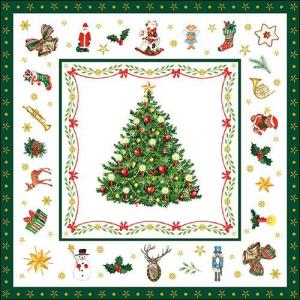 AMB.33314515 Christmas Evergreen white papírszalvéta 33x33cm, 20db-os