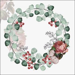 AMB.33314525 Wreath of Eucalyptus grey papírszalvéta 33x33cm,20db-os