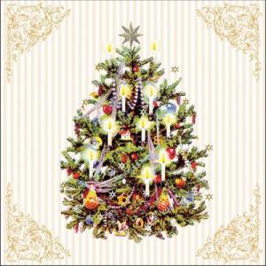 AMB.33315345 X-mas Tree Cream papírszalvéta 33x33cm, 20db-os