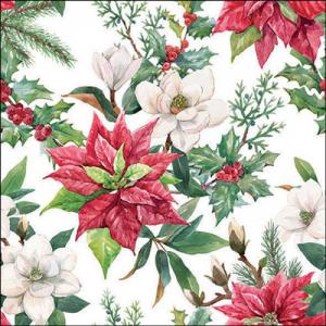 AMB.33318875 Christmas florals papírszalvéta 33x33cm, 20db-os