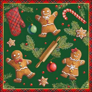 AMB.33318882 Gingerbread cookies green papírszalvéta 33x33cm, 20db-os