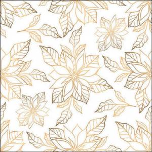 AMB.33318951 Poinsettia outline gold papírszalvéta 33x33cm, 20db-os