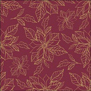 AMB.33318952 Poinsettia outline bordeaux papírszalvéta 33x33cm, 20db-os