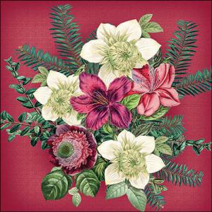 AMB.33318970 Azalea and helleborus red papírszalvéta 33x33cm, 20db-os