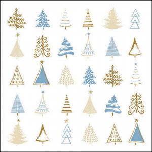AMB.33319046 Christmas tree doodles blue papírszalvéta 33x33cm, 20db-os