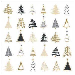 AMB.33319048 Christmas tree doodles black papírszalvéta 33x33cm, 20db-os