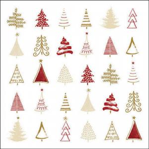 AMB.33319049 Christmas tree doodles red papírszalvéta 33x33cm, 20db-os