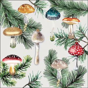 AMB.33319155 Mushroom ornaments white papírszalvéta 33x33cm, 20db-os