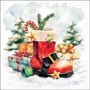 AMB.33319235 Santa's boot papírszalvéta 33x33cm, 20db-os