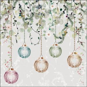 AMB.33319995 Floral Christmas grey papírszalvéta 33x33cm, 20db-os