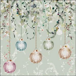 AMB.33319996 Floral Christmas green papírszalvéta 33x33cm, 20db-os