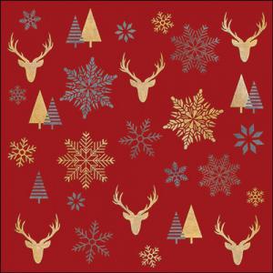 AMB.33320022 Winter silhouettes red papírszalvéta 33x33cm, 20db-os