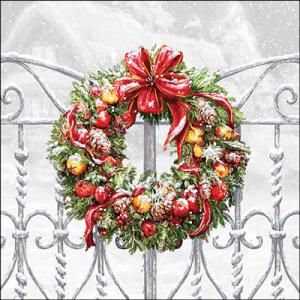 AMB.33320030 Wreath on fence papírszalvéta 33x33cm, 20db-os