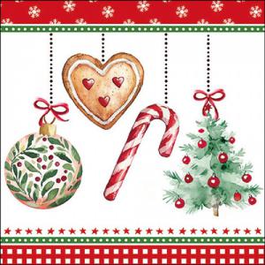 AMB.33320045 Ornaments on a cord white papírszalvéta 33x33cm, 20db-os