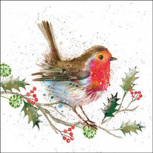 AMB.33320115 Winter robin papírszalvéta 33x33cm, 20db-os