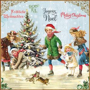 AMB.33320120 X-Mas on ice blue papírszalvéta 33x33cm, 20db-os