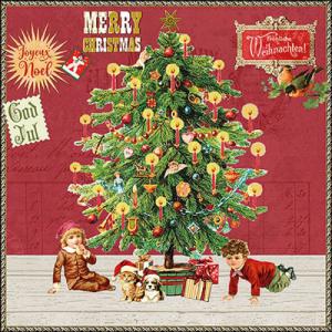 AMB.33320134 Under the X-Mas tree red papírszalvéta 33x33cm, 20db-os