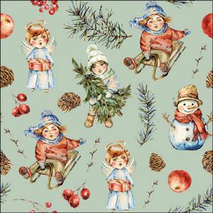 AMB.33320137 Playing outside green papírszalvéta 33x33cm, 20db-os