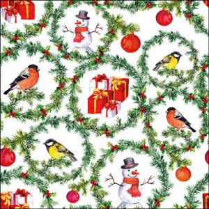 AMB.33320170 Pine branches rings papírszalvéta 33x33cm, 20db-os