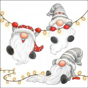 AMB.33320185 Gnomes on the light chain white papírszalvéta 33x33cm, 20db-os
