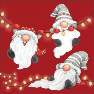 AMB.33320187 Gnomes on the light chain red papírszalvéta 33x33cm, 20db-os