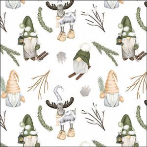 AMB.33320190 Forest gnomes white papírszalvéta 33x33cm, 20db-os