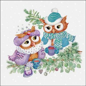 AMB.33320195 Winter owls papírszalvéta 33x33cm, 20db-os