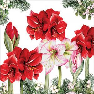 AMB.33320275 Blooming amaryllis white papírszalvéta 33x33cm, 20db-os