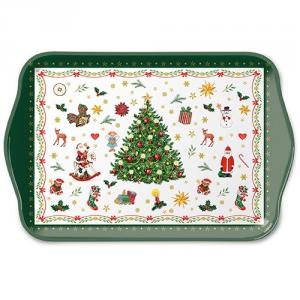 AMB.33714515 Christmas Evergreen white műanyag kistálca 13x21cm