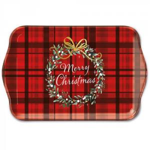 AMB.33715565 Christmas Plaid műanyag kistálca 13x21cm