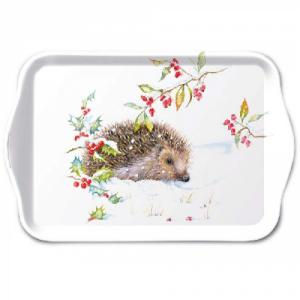 AMB.33716595 Hedgehog In Winter műanyag kistálca 13x21cm