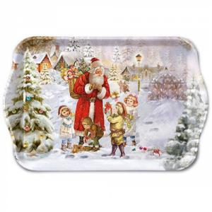 AMB.33717970 Santa bringing presents műanyag kistálca 13x21cm