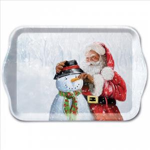 AMB.33718020 Santa and snowman műanyag kistálca 13x21cm