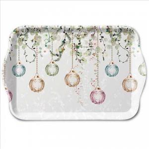 AMB.33719995 Floral Christmas grey műanyag kistálca 13x21cm