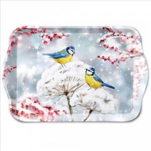 AMB.33720005 Birds in the snow műanyag kistálca 13x21cm