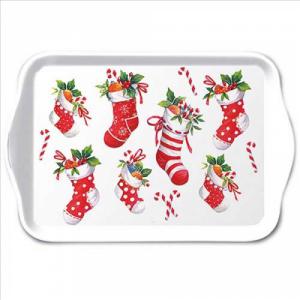 AMB.33720200 X-mas stockings white műanyag kistálca 13x21cm