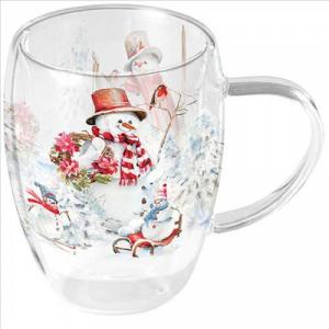AMB.34220095 Sporty snowmen duplafalú borosilicate üvegcsésze 0,35l