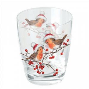 AMB.34318865 Christmas robins white üvegpohár 0,25l