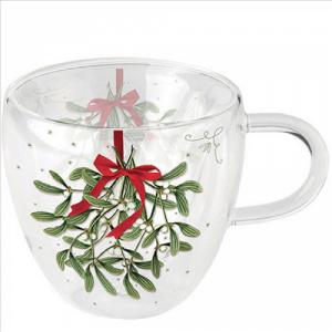 AMB.34418860 Mistletoe with bow white duplafalú borosilicate üvegcsésze 0,25L