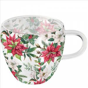 AMB.34418875 Christmas florals duplafalú borosilicate üvegcsésze 0,25L