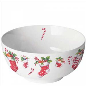 AMB.34820200 X-mas stockings white porcelántál 6,5x14cm